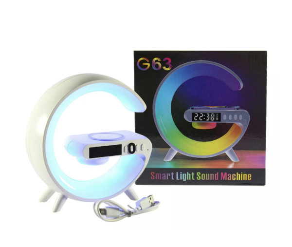 Lámpara de sonido Bluetooth G-speaker, cargador de inducción RGB de 10 W, color blanco