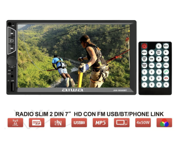 Radio Para Auto Aiwa doble din mirrolink bluetooth pantalla 7" AW-W660BT