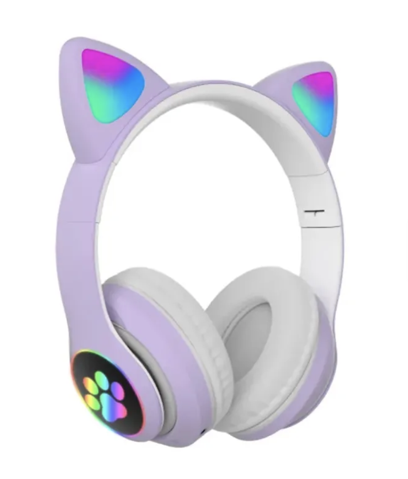 Audífonos inalámbricos Bluetooth RGB Orejas gato BT 5.0 STN-28 Colores